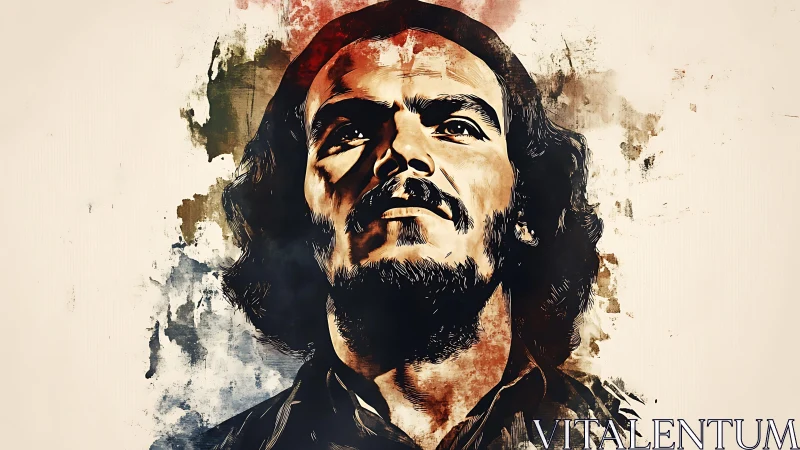 Bearded man portrait rendered with textured watercolor effects