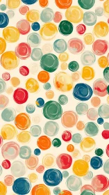 Colorful circular brushstroke pattern covers neutral background