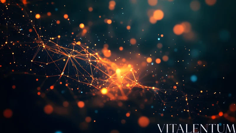 Abstract neural network connections glowing in digital art style.