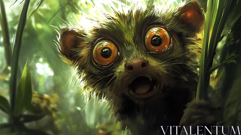 Wide eyed forest critter caught in a moment of wonder.