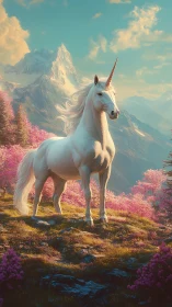 Starlit valley unicorn crowned in cotton candy blossoms.