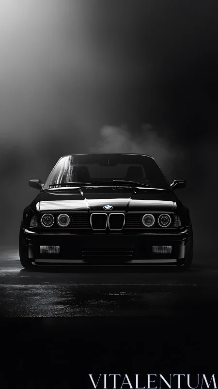 Midnight BMW classic stands poised in dramatic studio light