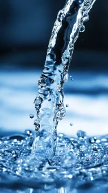 High-speed macro capture of vertical water stream impact