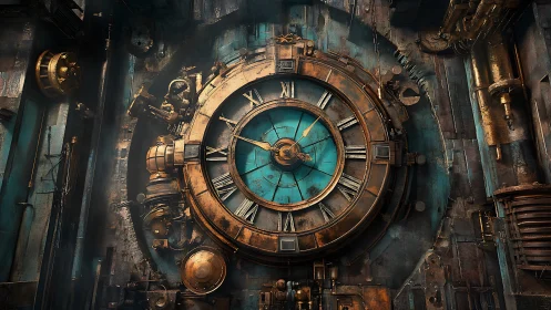 Massive steampunk chronometer with oxidized brass housing dominates