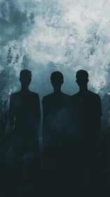 Midnight silhouettes linger beneath a restless painted sky.