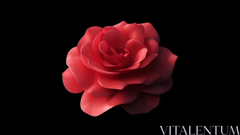 Crimson Petals Blooming in Shadow: Digital Rose Rendered in Radiant Red.