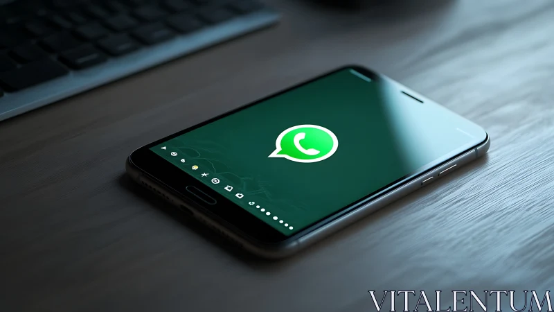 WhatsApp Mobile Interface: Green Messaging App Display on Smartphone.