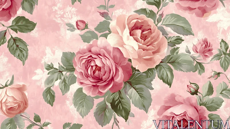 Layered Pink Peonies and Roses on Soft Pink Background