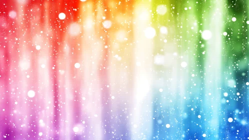 Prismatic light curtains with drifting bokeh snowfall glow.