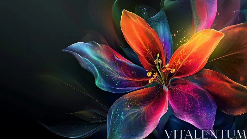 Luminescent Flower with Vibrant Neon Petals.