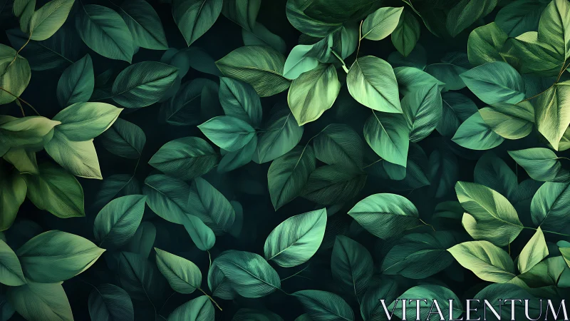 Dense layered foliage pattern with overlapping green leaves.