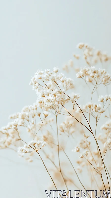 Delicate White Baby's Breath Clusters Against Soft Gray.