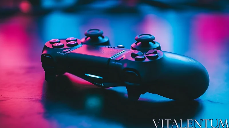 Gaming Controller with Chromatic Neon Illumination in Cyberpunk Aesthetic