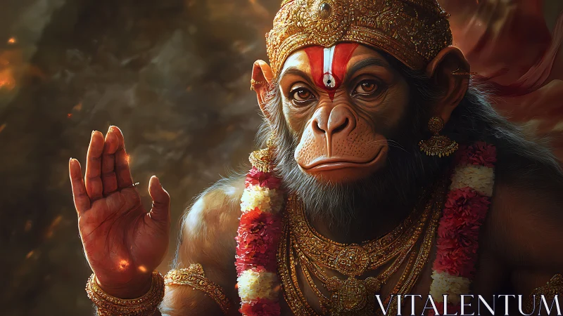 Digital rendering depicts ornate, anthropomorphic monkey figure