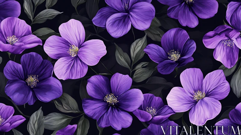 Vibrant Purple Blooms Dance Against a Dark Moody Background