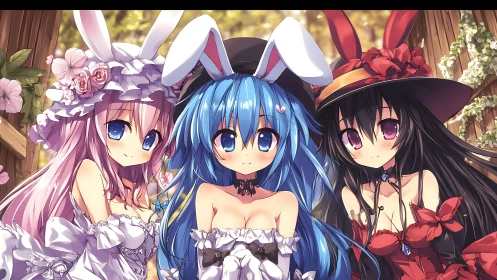 Garden tea party crowns three bunny-eared daydream queens