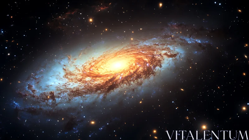 Spiral galaxy core blazing amid deep starfield expanse.