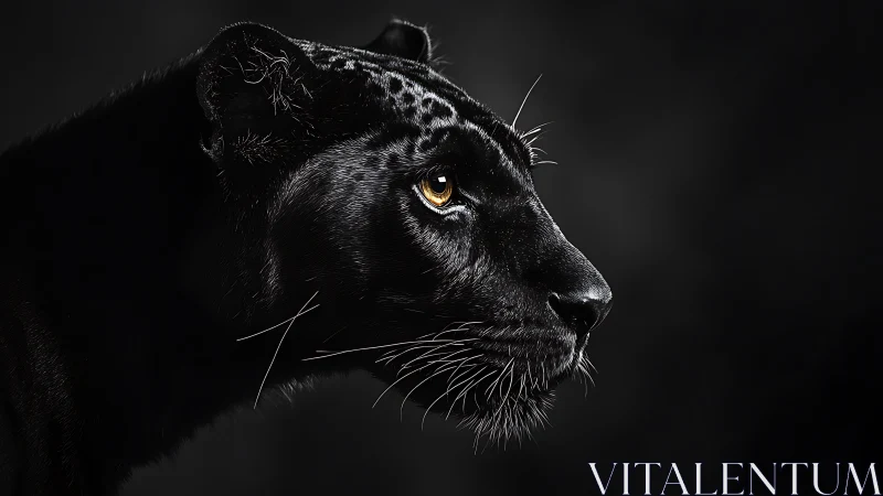 Black Panther Portrait. Golden Eyes Piercing Darkness.