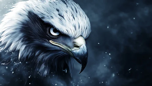 Majestic Eagle Close-Up in Dramatic Digital Art Style.