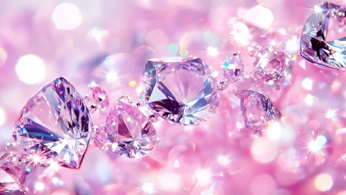 Sparkling pink gemstones glowing in a dreamy soft light.