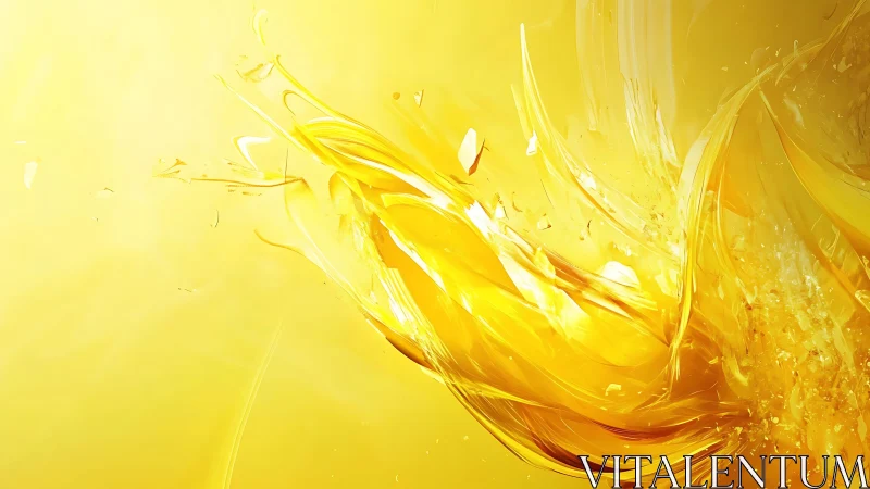 Abstract yellow energy burst with dynamic fluid shapes.