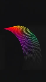 Curving neon spectrum lines on deep black minimalist field.