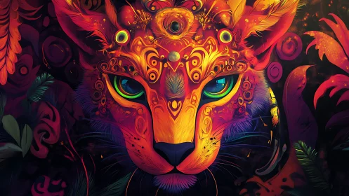 Radiant Mystical Cat with Ornate Decorative Face Art