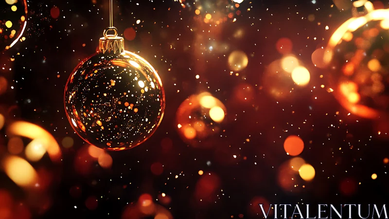 Hanging glass ornament reflects out-of-focus light particles