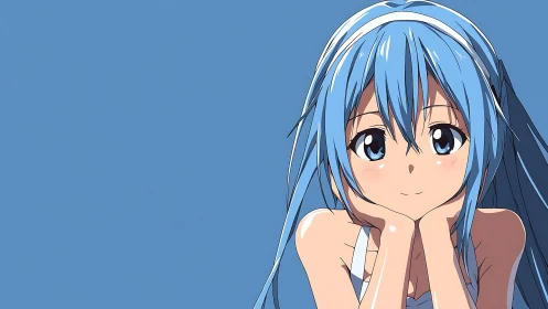 Sky-haired daydreamer leans into a sunlit, quiet smile.