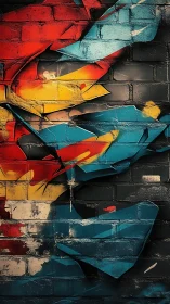 Streetlight color storms on a cracked brick canvas.