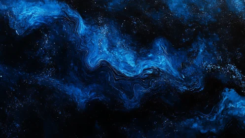 Nebulous blue rivers quietly braid through midnight space