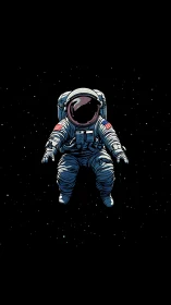 Solitary astronaut floats gently in the quiet glow of space