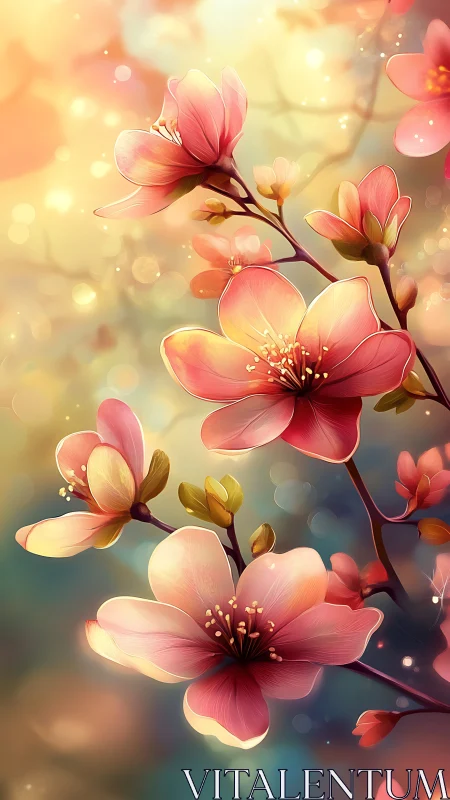 Luminous Blossoms: Translucent Petals in Golden Bokeh Light.
