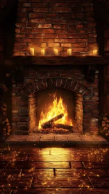 Cozy Fireplace Evening with Glowing Candles and Warmth