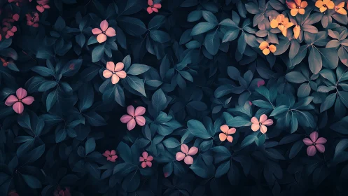 Glowing Flowers Dancing Through Moody Twilight Foliage