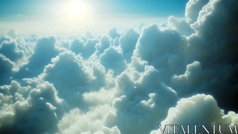 Sunlit ocean of clouds inviting daydreams above the sky.