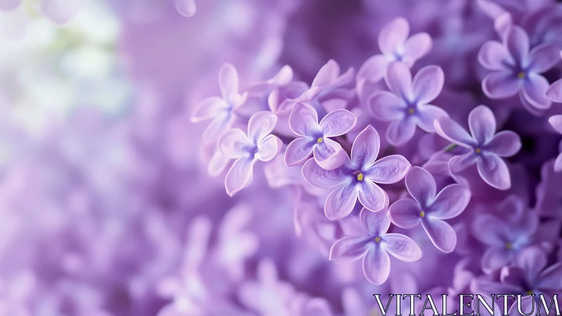 Shallow-depth lilac flower clusters with selective focus macro photography