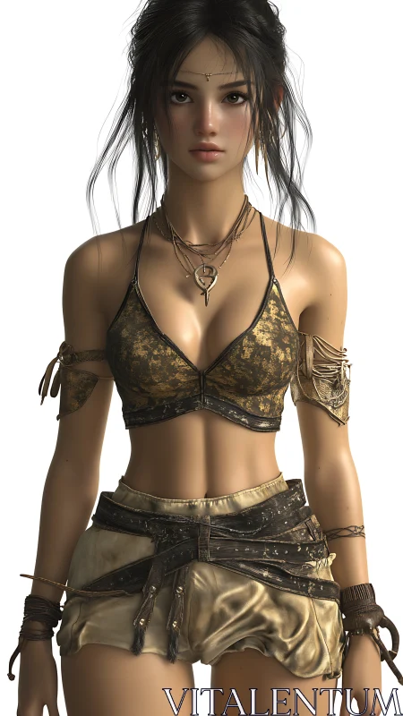 Confident fantasy adventurer stands ready in layered leather