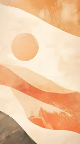 Solar-gradient minimal landscape with stratified wave bands.