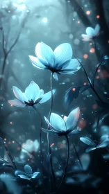 Luminous Flowers Dance in Twilight Glow.