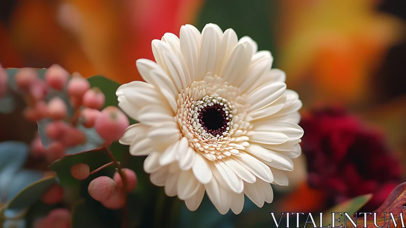 Gerbera daisy displaying radial petal structure with visible stamen.