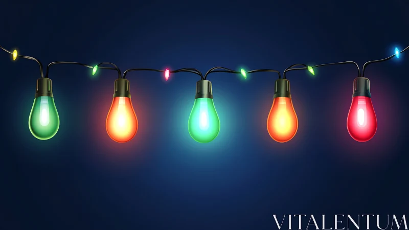 Colorful string lights glow warmly against a deep night sky