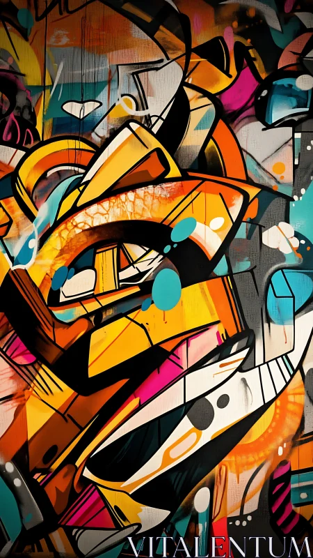 Dynamic geometric graffiti mural abstracts urban motion