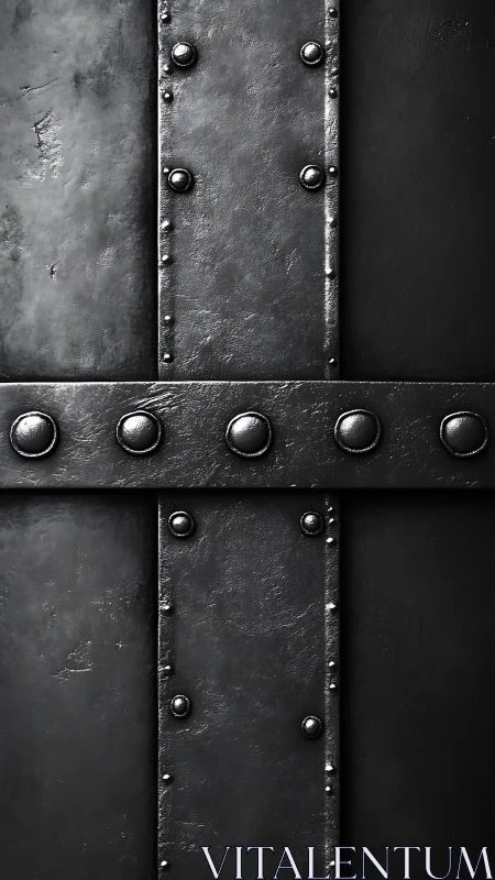 Weathered metal door with bold rivets and quiet strength.