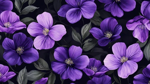 Vibrant Purple Blooms Dance Against a Dark Moody Background