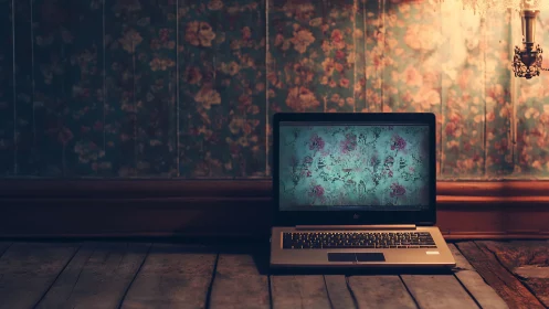 Softly glowing laptop creates a cozy corner of quiet focus