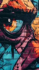 Streetwise iris blazes across cracked neon brickwork walls