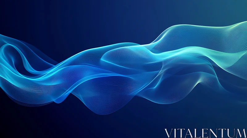 Flowing blue light waves over dark gradient background.
