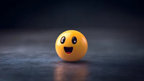 Happy Smiley Face Emoji on Dark Background, Digital Art Style.