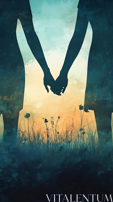 Hands Held Through Landscape Portal Composition.